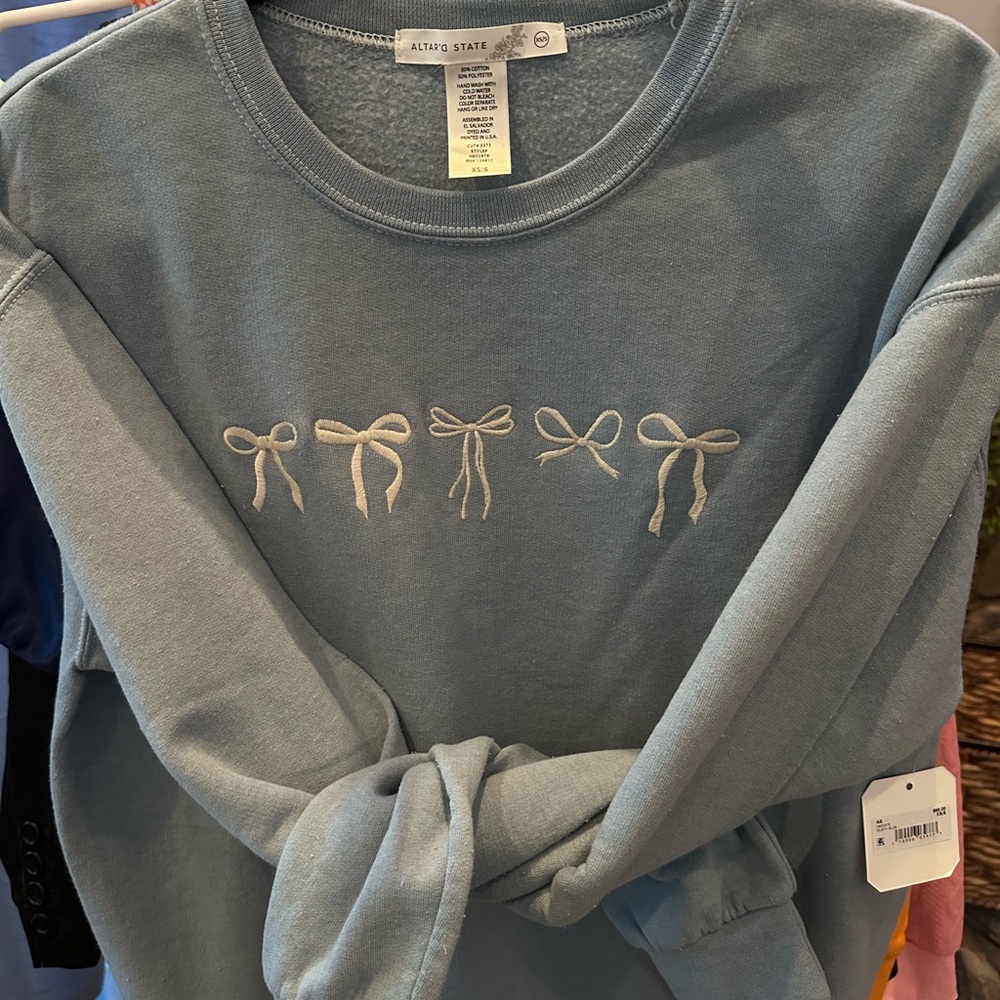Altar’d State NWT Blue Bow Sweatshirt